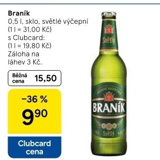 Pivo světlé výčepní 10° Braník