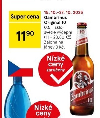 Pivo světlé výčepní Originál 10° Gambrinus