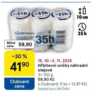 Svíčky hřbitovní olejové Gibowski