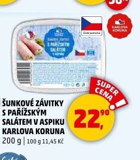 ŠUNKOVÉ ZÁVITKY S PAŘÍŽSKÝM SALÁTEM V ASPIKU KARLOVA KORUNA 200 g - Penny Market akcniletaky.com