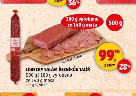 LOVECKÝ SALÁM ŘEZNÍKŮV TALÍŘ 500 g | 100 g vyrobeno ze 140 g masa