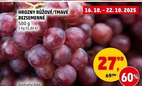 Hrozny růžové bezsemenné