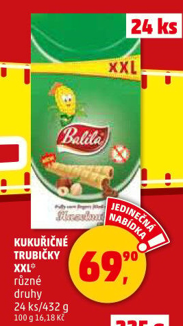 Kukuřičné trubičky bez lepku Balila