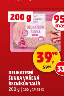 Šunka delikatesní vařená Řezníkův talíř
