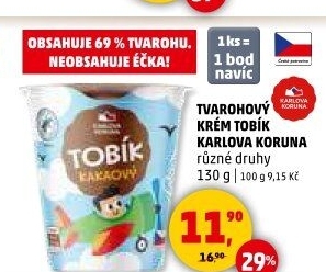 Tvarohový krém Tobík Karlova Koruna