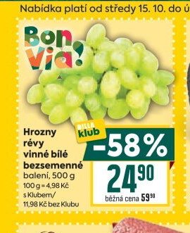 Hrozny révy vinné bílé bezsemenné