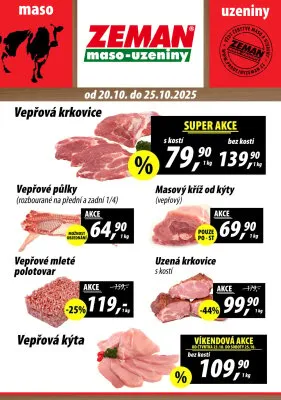 akční leták ZEMAN maso - uzeniny 20.10.2025-25.10.2025