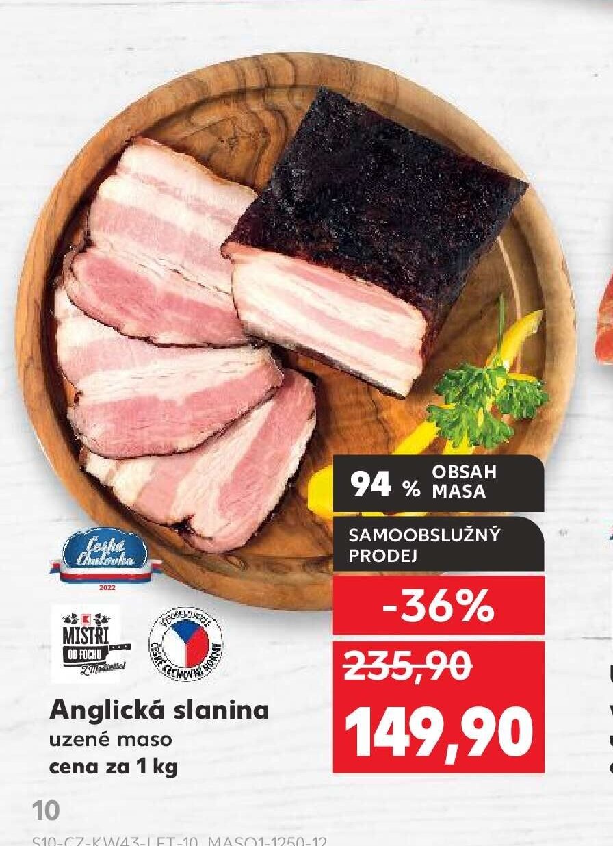 Anglická slanina uzené maso