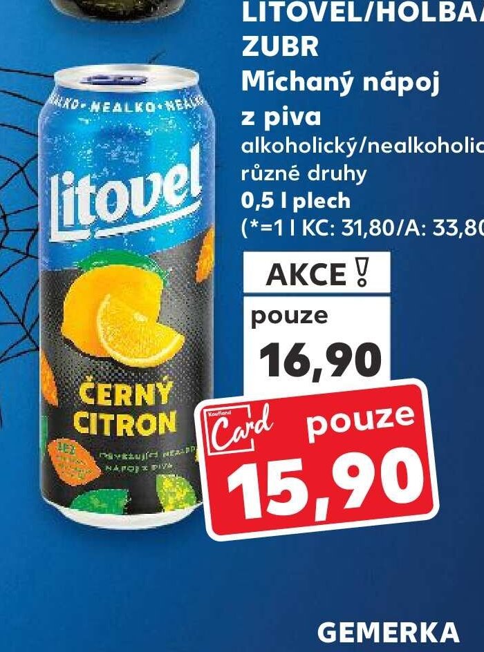 LITOVEL/HOLBA/ZUBR Míchaný nápoj z piva