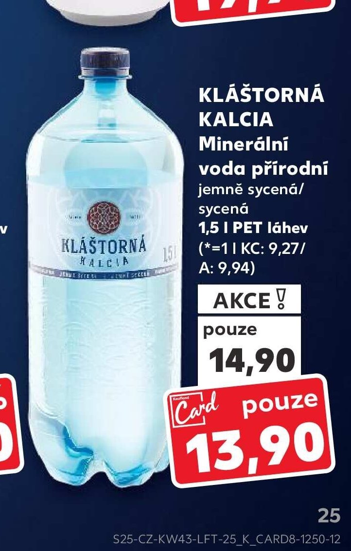 KLÁŠTORNÁ KALCIA Minerální voda přírodní