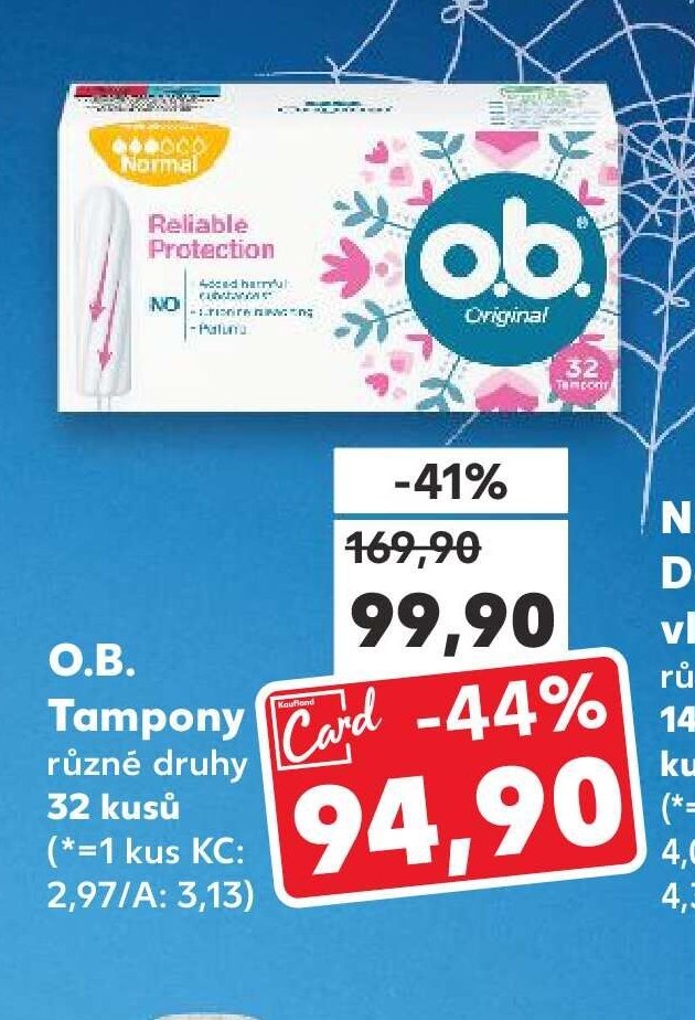 O.B. Tampony různé druhy 32 kusů