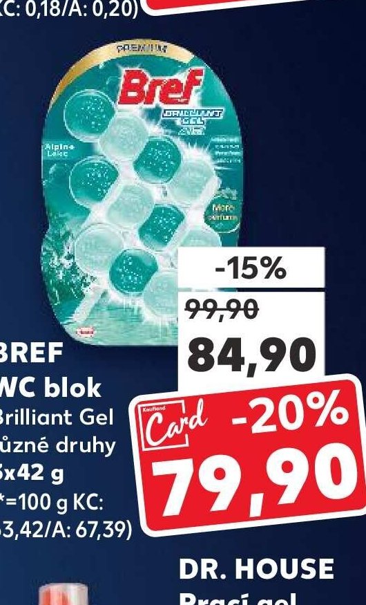 BREF WC blok Brilliant Gel různé druhy 3x42 g