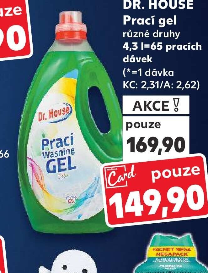 DR. HOUSE Prací gel různé druhy 3 l = 65 pracích dávek