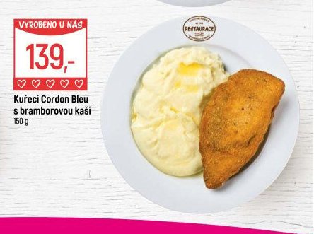 Kuřecí Cordon Bleu s bramborovou kaší