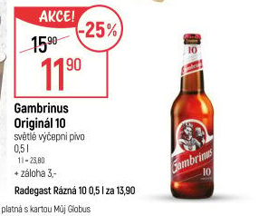 Pivo světlé výčepní Originál 10° Gambrinus