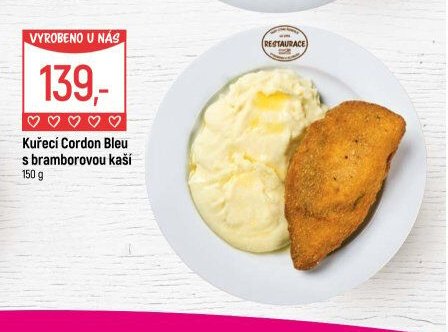 Kuřecí Cordon Bleu s bramborovou kaší