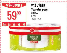 Toaletní papír 3vrstvý Váš Výběr