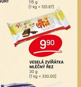 VESELÁ ZVÍŘÁTKA MLÉČNÝ ŘEZ