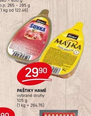 Paštiky Hamé vybrané druhy