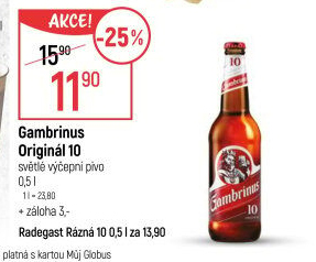 Pivo světlé výčepní Originál 10° Gambrinus