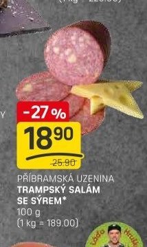 Příbramská uzenina Trampský salám se sýrem