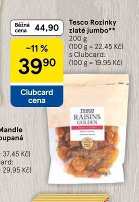Tesco Rozinky zlaté jumbo 200 g