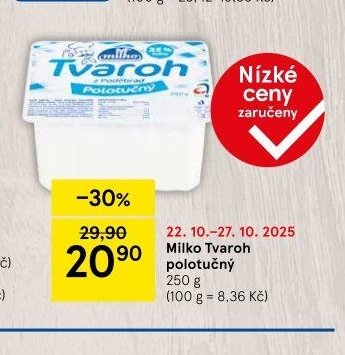 Milko Tvaroh polotučný 250 g - Tesco akcniletaky.com
