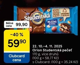 Čokoláda Studentská pečeť Orion