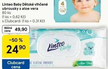 Vlhčené ubrousky dětské Linteo Baby