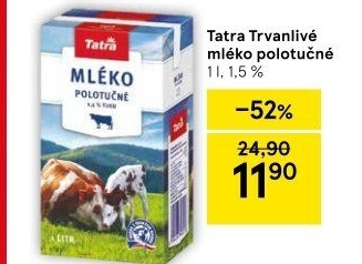 Mléko trvanlivé Tatra - 1,5% polotučné