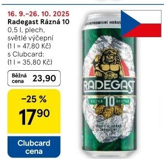 Pivo světlé výčepní Rázná 10° Radegast