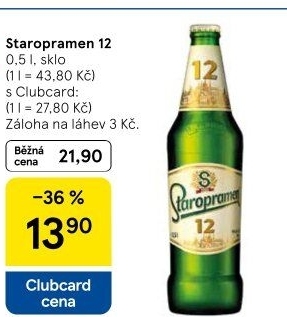 Pivo světlý ležák 12° Staropramen