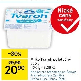 Tvaroh polotučný z Poděbrad Milko