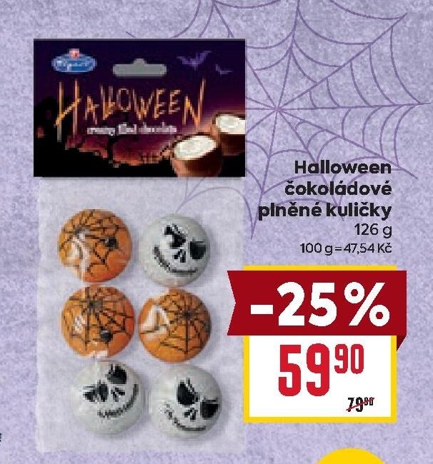 Halloween čokoládové plněné kuličky 126 g