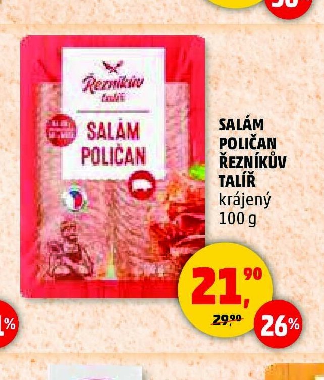 SALÁM POLIČAN ŘEZNÍKŮV TALÍŘ krájený 100 g