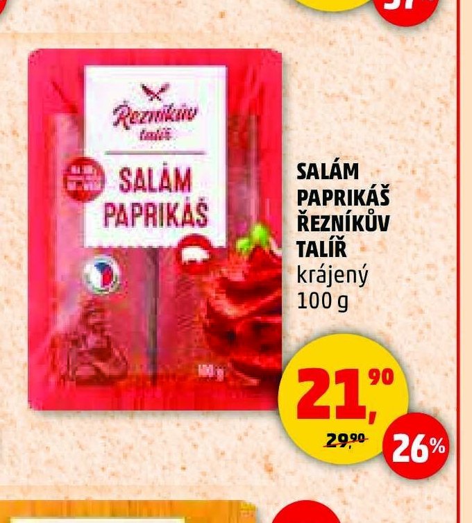 SALÁM PAPRIKÁŠ ŘEZNÍKŮV TALÍŘ krájený 100 g