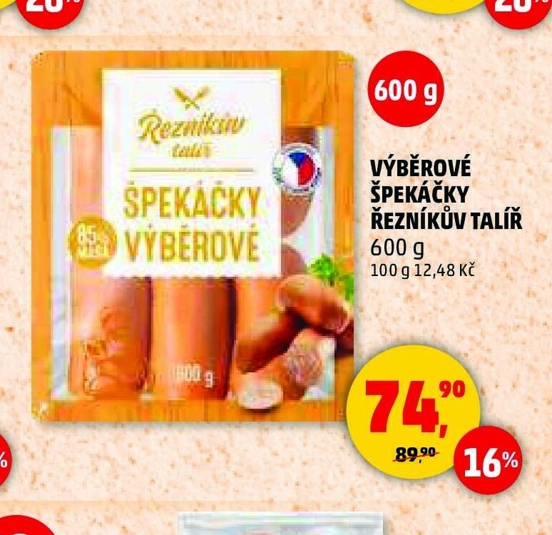 VÝBĚROVÉ ŠPEKÁČKY ŘEZNÍKŮV TALÍŘ 600 g