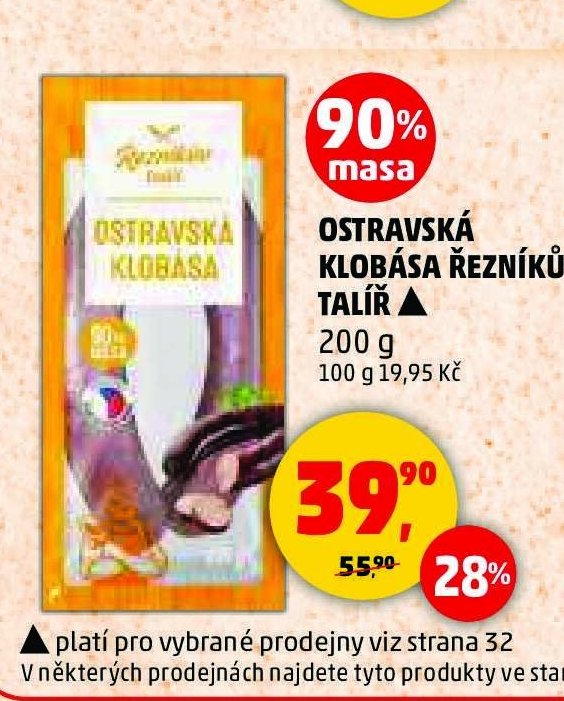 OSTRAVSKÁ KLOBÁSA ŘEZNÍKŮV TALÍŘ 200 g