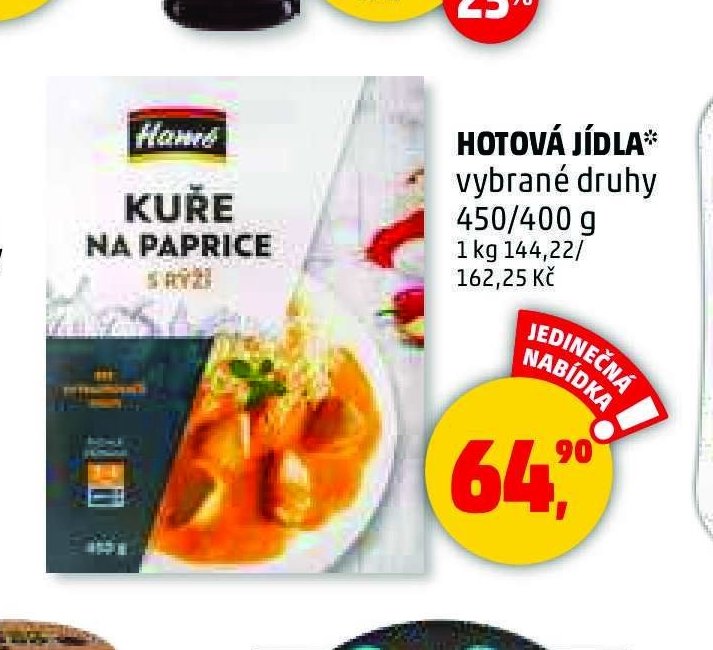Hotová jídla vybrané druhy