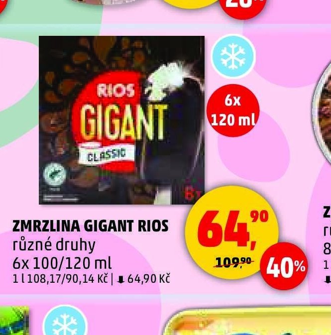 Zmrzlina Gigant Rios různé druhy 6x 100/120 ml - Penny Market akcniletaky.com