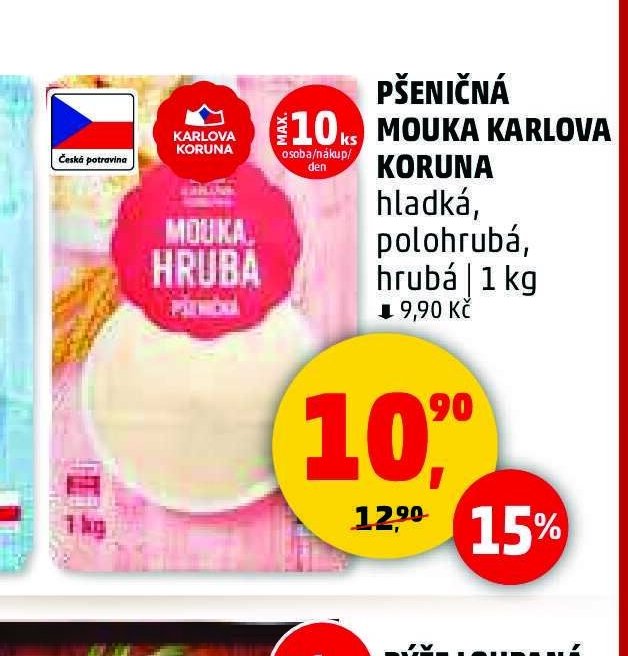 PŠENIČNÁ MOUKA KARLOVA KORUNA hladká, polohrubá, hrubá - Penny Market akcniletaky.com