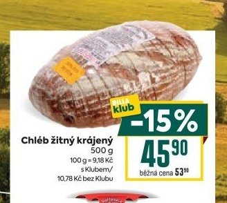 Chléb žitný krájený 500 g