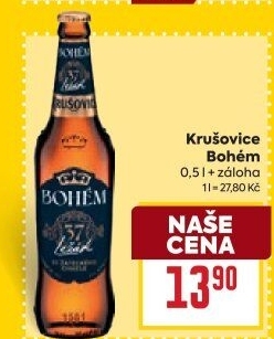 Pivo světlý ležák Bohém Krušovice