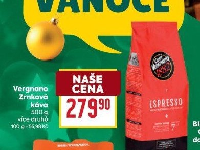 Vergnano zrnková káva 500 g
