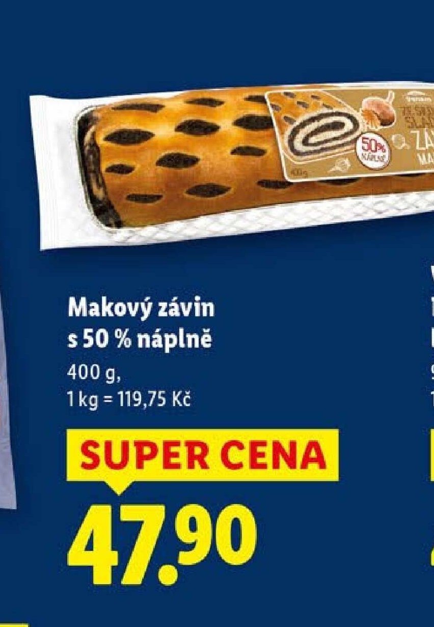 Makový závin s 50 % náplně