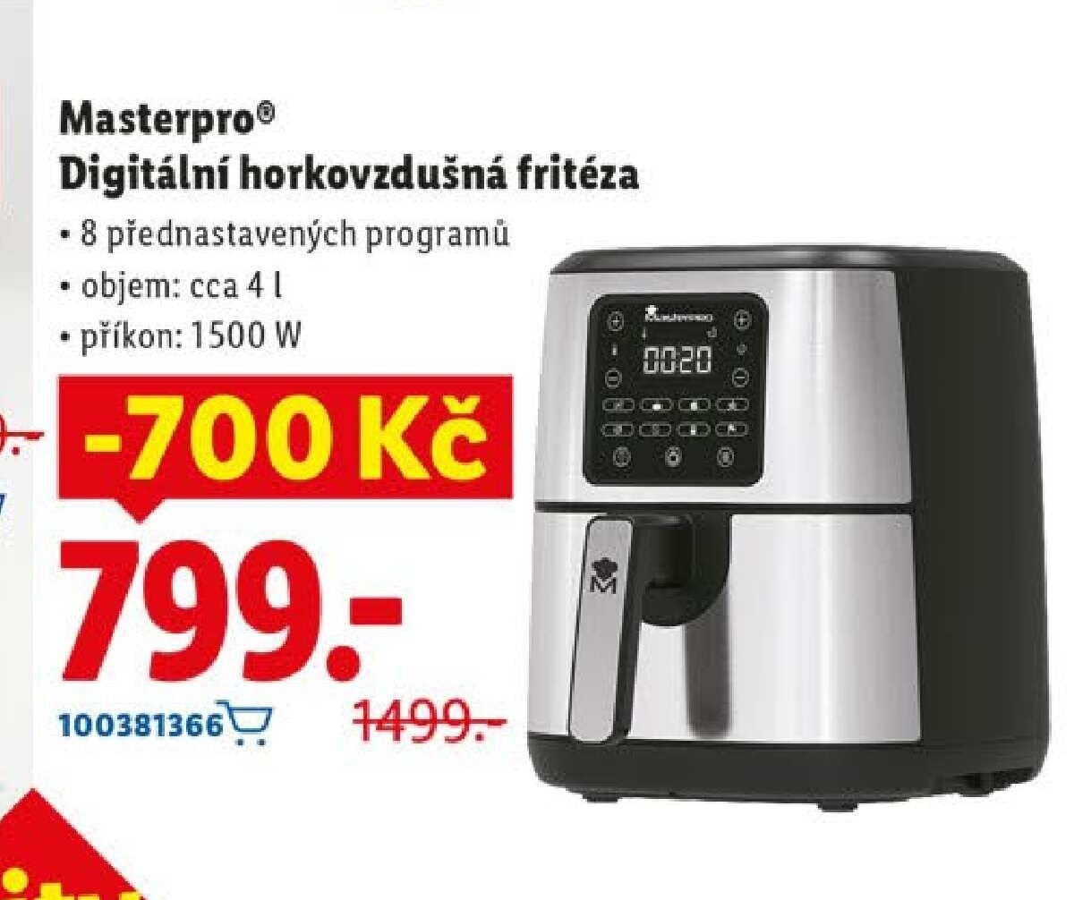 Masterpro Digitální horkovzdušná fritéza