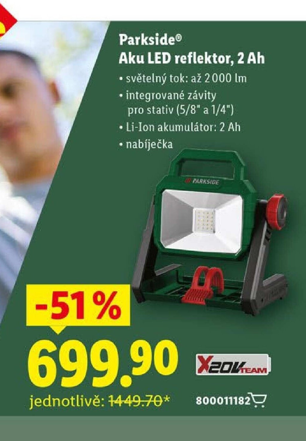Parkside Aku LED reflektor, 2 Ah
