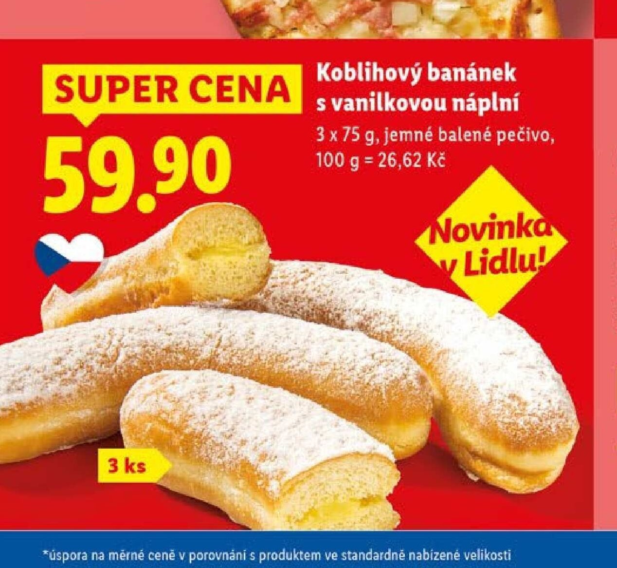 Koblihový banánek s vanilkovou náplní
