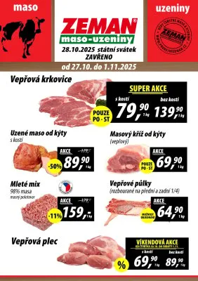 akční leták ZEMAN maso - uzeniny 27.10.2025-1.11.2025