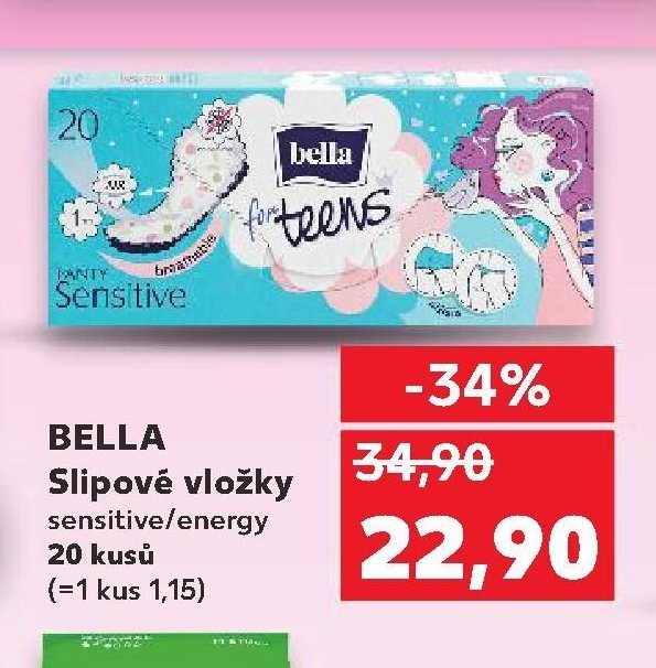 BELLA Slipové vložky sensitive/energy 20 kusů